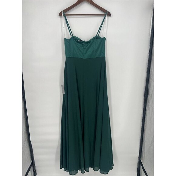 Lulus Womens Large Best Part of Me Green Satin Bustier Maxi Cocktail Dress Gown - Picture 5 of 9